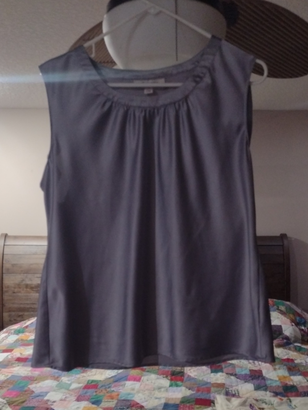 JM Collection Satin Sleeveless Shell Top - Gray